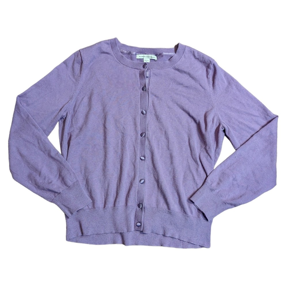 Banana Republic Womens Silk Blend Long Sleeve Button Down Cardigan Sz L Petite